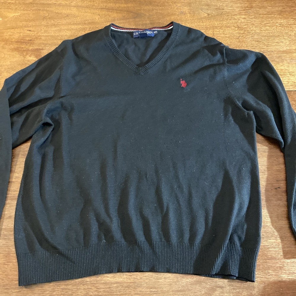 US Polo Assn. Sweater Mens Size XXL Black V-Neck